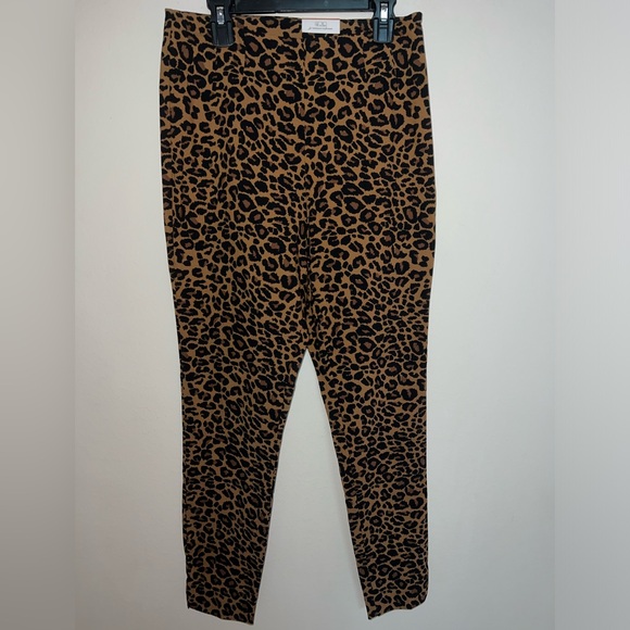 NWT Time and Tru Cropped Pants Women's Brown Skinny Leopard Print Side Zip 8 - Picture 3 of 7